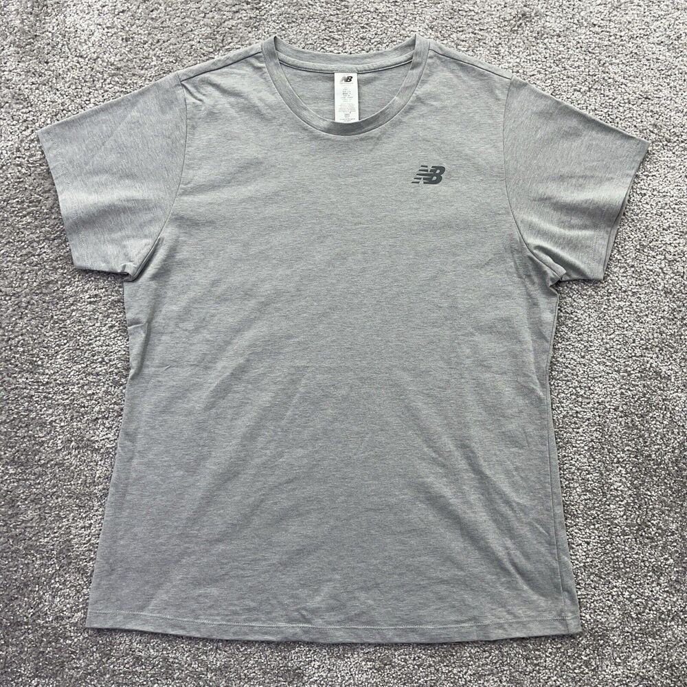 New Balance Shirt Womens Large Relentless Crew Neck Gray Grey Tee WT01157